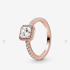 Pandora square halo ring rose gold plating size 5